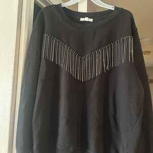 Maurices Black Sweater with Silver Fringe